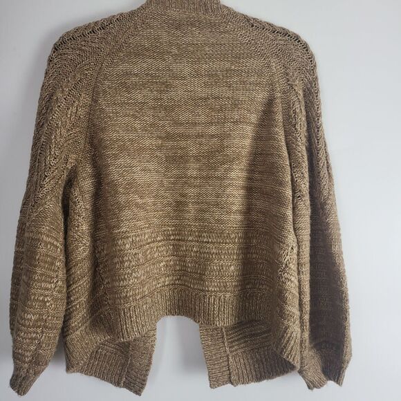 Lucky Brand Open Front Sweater XS Womens Long Sleeve Brown Chunky Knit Top - Picture 9 of 10